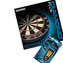 Фірмовий набір для гри в дартс-мішень зі справжнього сизалю Diamond Winmau Англія з дротиками, фото 6