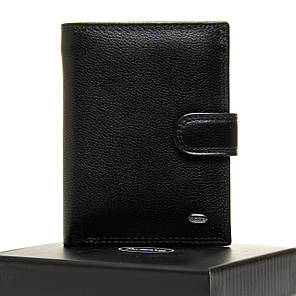 Кошелек кожаный черный мужской натуральная кожа на кнопке монетница и визитница внутри Dr. Bond M3638, фото 2