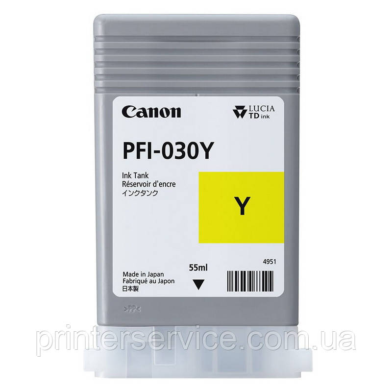 Картридж Canon PFI-030Y Yellow 55 мл для плоттера TM-240/ TM-340 (3492C001AA)