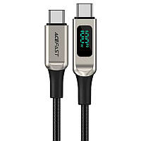 Дата кабель Acefast C6-03 USB-C to USB-C 100W zinc alloy digital display braided (2m) Silver