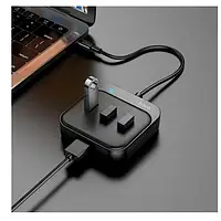 USB Type-C Хаб Hoco на 4 порта для Ноутбука Макбука ПК 4 в 1 Type-C на 4 x USB Черный