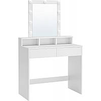 Столик туалетный Bonro B055 белый + зеркало + подсветка стол косметический для дома салона W_2163