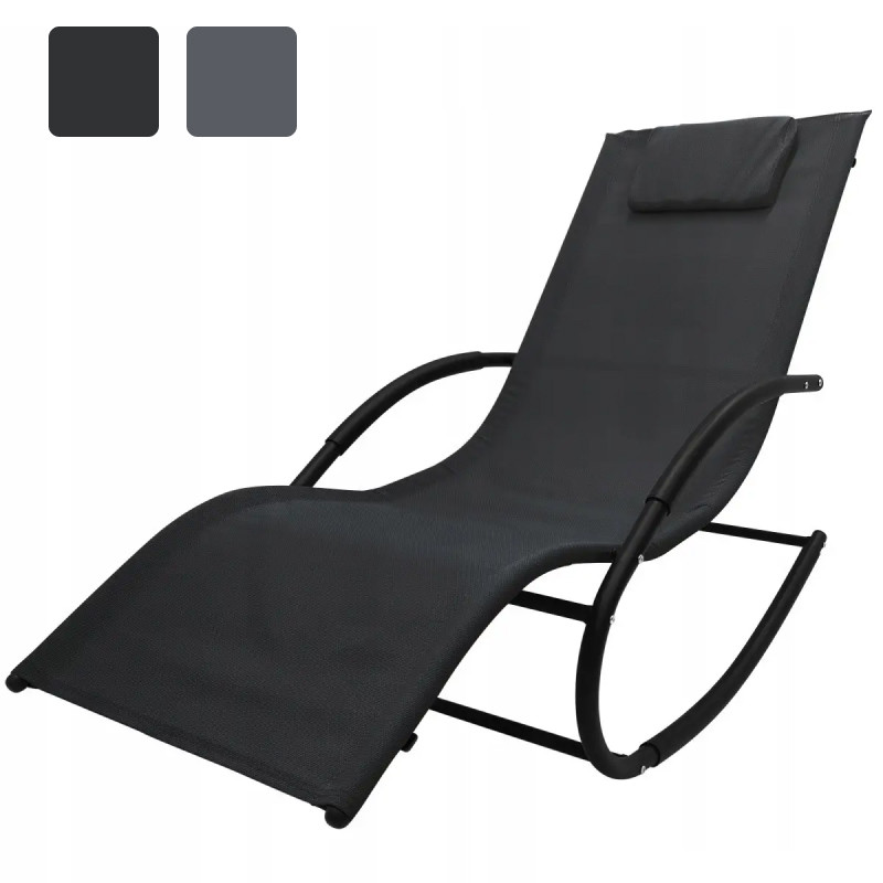 Шезлонг-лежак садовий Kontrast Rocky Black до 120 кг крісло гойдалка для пляжу дачі саду M_1017