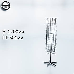 Вертушка листівна 8 граней, 56 кишень, з гачками, чорна