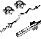 Штанга + гантелі STRONG Набір 140 кг диски з покриттям пластик гриф прямий + вигнутий W_2176, фото 4