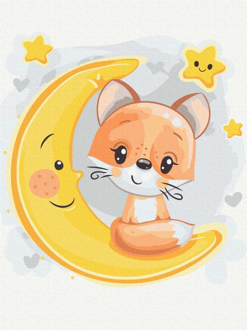 Картини з цифр для дітей Лисичка на місяці  30х40 см Brushme KBS0108, фото 1