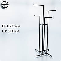 Стойка "Осьминог" №1 черная с перещелкивателем. Торговая стойка вешало. Торговый рейл в магазин одежды