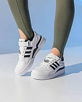 Женские кроссовки Adidas Originals Forum 84 Low White Адидас Форум Лов белые кожаные демисезон