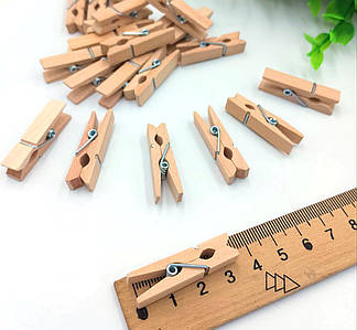Дерев'яний декор, Міні Прищіпки / Упаковка - 10 шт / 25*8 мм / Бежевий