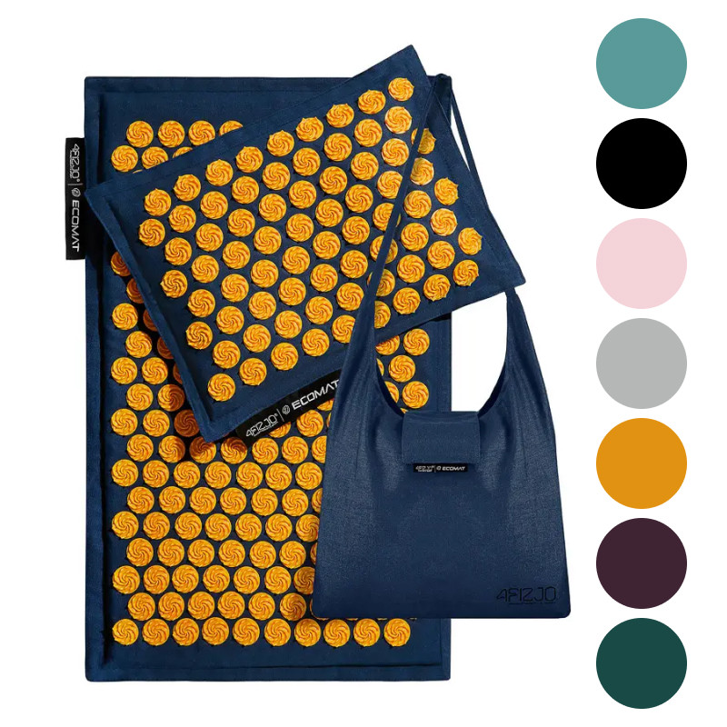 Килимок акупунктурний + подушка 4FIZJO Eco Mat 68 x 42 см Аплікатор Кузнєцова Набір W_1896 2100, Чорний, фото 1