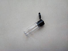 16 - 17 мл ПЕТ флакон прозорий круглий з кришкою фліп-топ чорного кольору пластмасовий, пластиковий