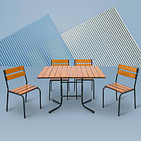 Комплект меблів для кафе "Ріо плюс" Тік 4 стільця. Металевий каркас  від Mix-Line