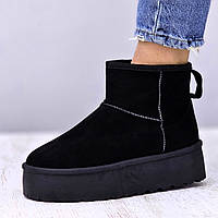 На 38р! Уггі жіночі зимові короткі чорні на платформі Уггі на високій підошві (Код:3331тк)