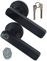 Розумний біометричний замок зі сканером відбитка пальця Finger lock дверна ручка для будь-яких дверей, чорний