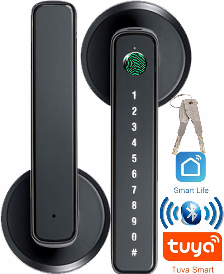 Розумний блютуз Smart кодовий замок зі сканером відбитка пальця Finger lock дверна ручка, чорнийEStyle
