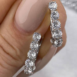 Срібні сережки родовані і фіанітами (2 см) РН-589