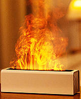 Зволожувач повітря з функцією аромадифузора з підсвічуванням LED MADORU з імітацією 3D вогню. БілийEStyle