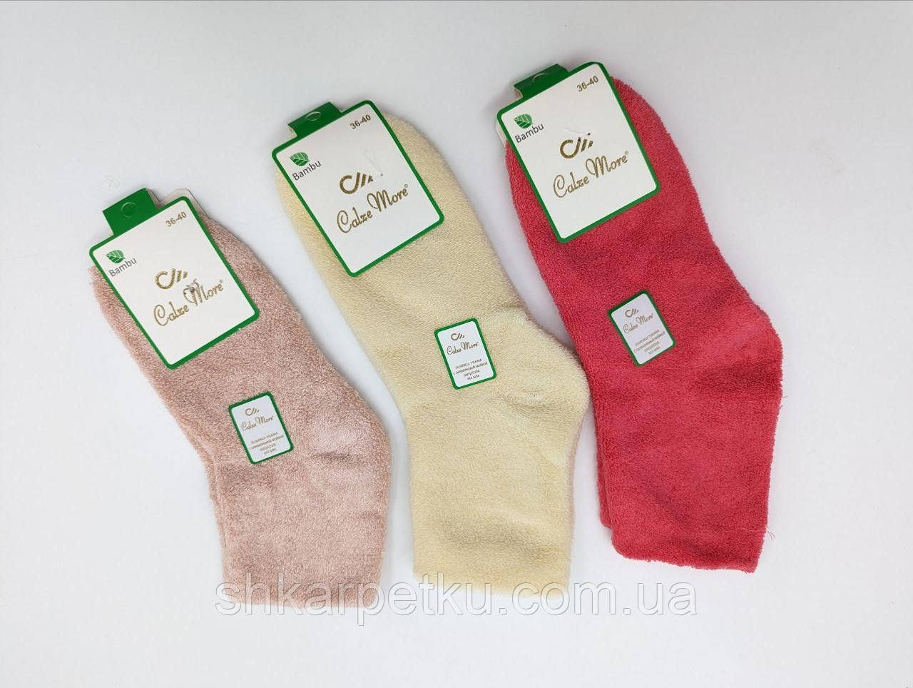 Шкарпетки жіночі махрові Calze More, травка теплі однотонні 36-40, 6  пар/уп, яскравий мікс