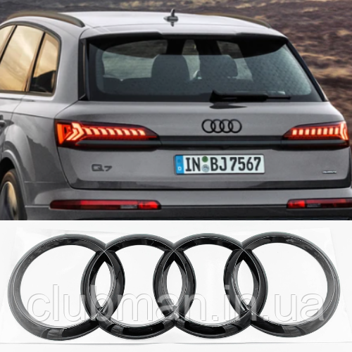 Задня емблема AUDI (Ауді) NEW Q7 (4M) 2015-... - Чорний глянець 230 x 80 мм
