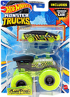 Монстр Трак Hot Wheels - Loco Punk & Speed Punk - 2023 Monster Trucks Duos Pack with Crushed Car - HKM07-13
