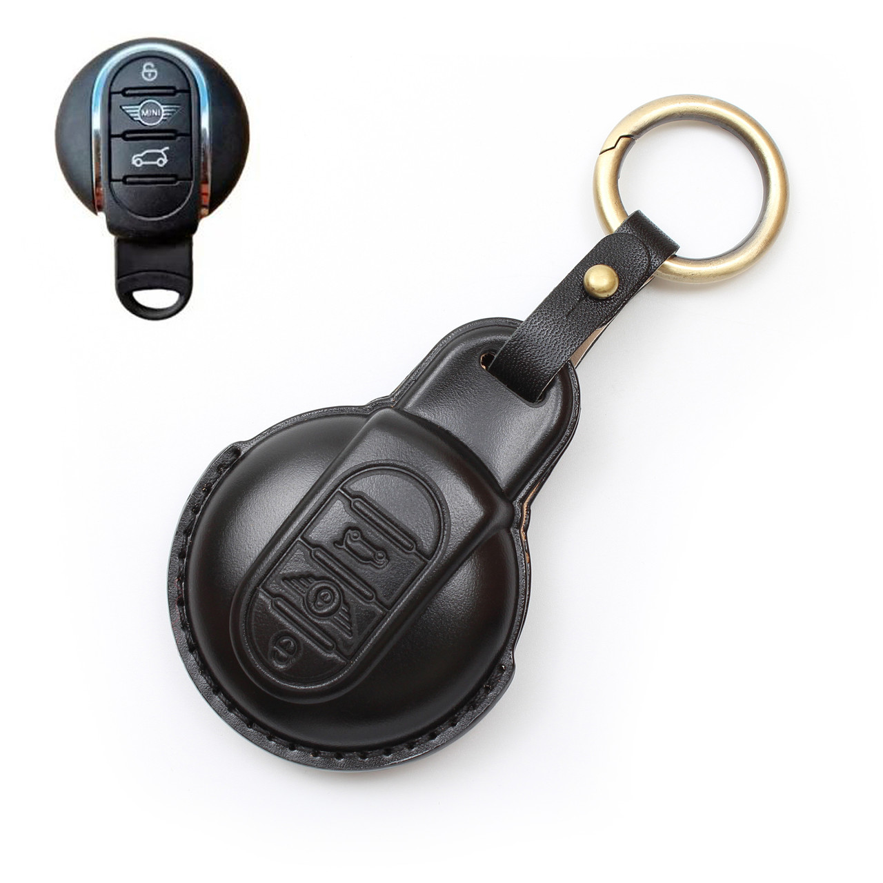 Чохол з натуральної шкіри для ключа Mini Cooper (чорний), фото 1