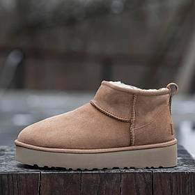 Жіночі низькі уги на платформі UGG Ultra Mini Mid Platform Chestnut Suede