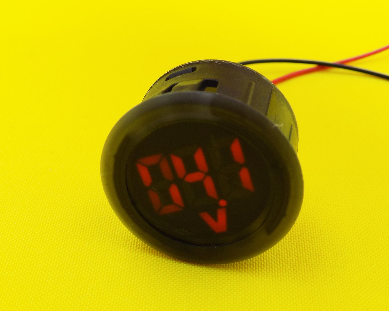 Вольтметр в корпусі 4 -100в червоний (циліндр), фото 1