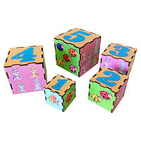 Дерев'яні кубики-пірамідка "Тварини" Ubumblebees (ПСД013) PSD013, 5 кубиків
