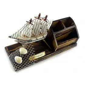 Органайзер для канцелярії та візиток до кабінету з Вітрильником 25,5х8х13,5 см