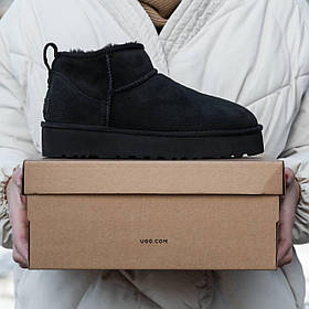 Жіночі низькі уги на платформі UGG Ultra Mini Mid Platform Black Suede