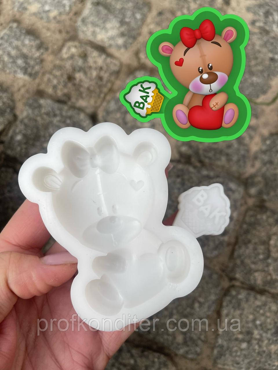 Ексклюзив! Силіконовий молд для шоколаду та ін "Тедді дівчинка з серцем", фото 1