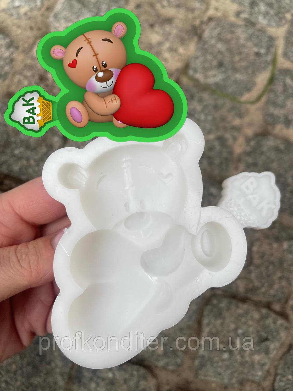 Ексклюзив! Силіконовий молд для шоколаду та ін "Тедді хлопчик з серцем", фото 1