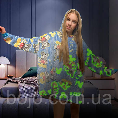 Дитяча толстовка-плед Glowin the dark Starry Night JN-103, флісова, світиться в темряві, Синій / 4, фото 1