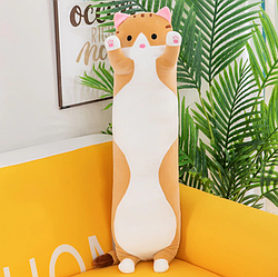 Іграшка подушка обнімашка Кіт батон,довгий кіт в різних кольорах 130 см рудий