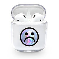 Прозорий силіконовий чохол Apple AirPods з малюнком — SAD (KAP1119)