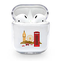 Прозорий силіконовий чохол Apple AirPods з малюнком — Серце Британії (KAP1145)