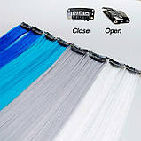 Кольорове пасмо волосся на шпильках 60 см фіолетове Накладне волосся, фото 4