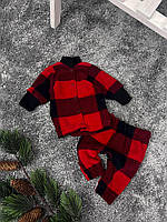 Комплект флисовый детский кофта и штаны костюм для новорожденных от 0 до 18 месяцев ОПТОМ Красный