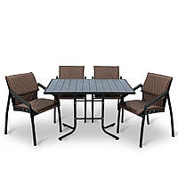 Набір стіл та стільці садових меблів "Парма люкс" Венге від Mix-Line