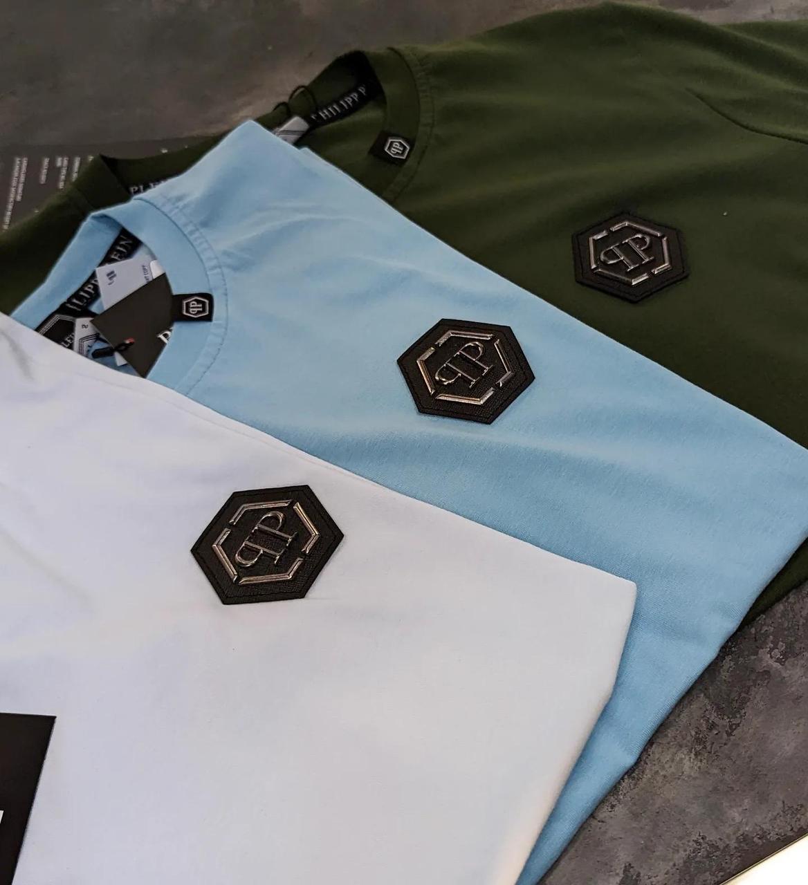 Чоловіча футболка Philipp Plein CK7248 блакитна XL, XXL
