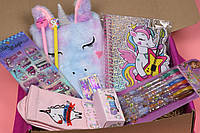 Подарочный набор Единорог с гитарой с интересными блокнотами и ручками для девочки девушки