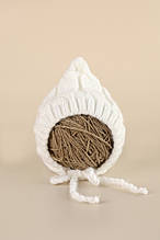 Шапочка "Коси" на трикотажі, молочна