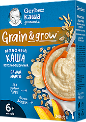 Каша молочна вівсяно-пшенична з бананом і манго Gerber,