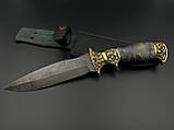 Ексклюзивний ніж ручної роботи із дамаська «Міні-генерал #5» зі шкіряними піхвами/60 HRC, фото 2