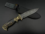 Ексклюзивний ніж ручної роботи із дамаська «Міні-генерал #5» зі шкіряними піхвами/60 HRC, фото 5