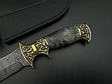 Ексклюзивний ніж ручної роботи із дамаська «Міні-генерал #5» зі шкіряними піхвами/60 HRC, фото 4
