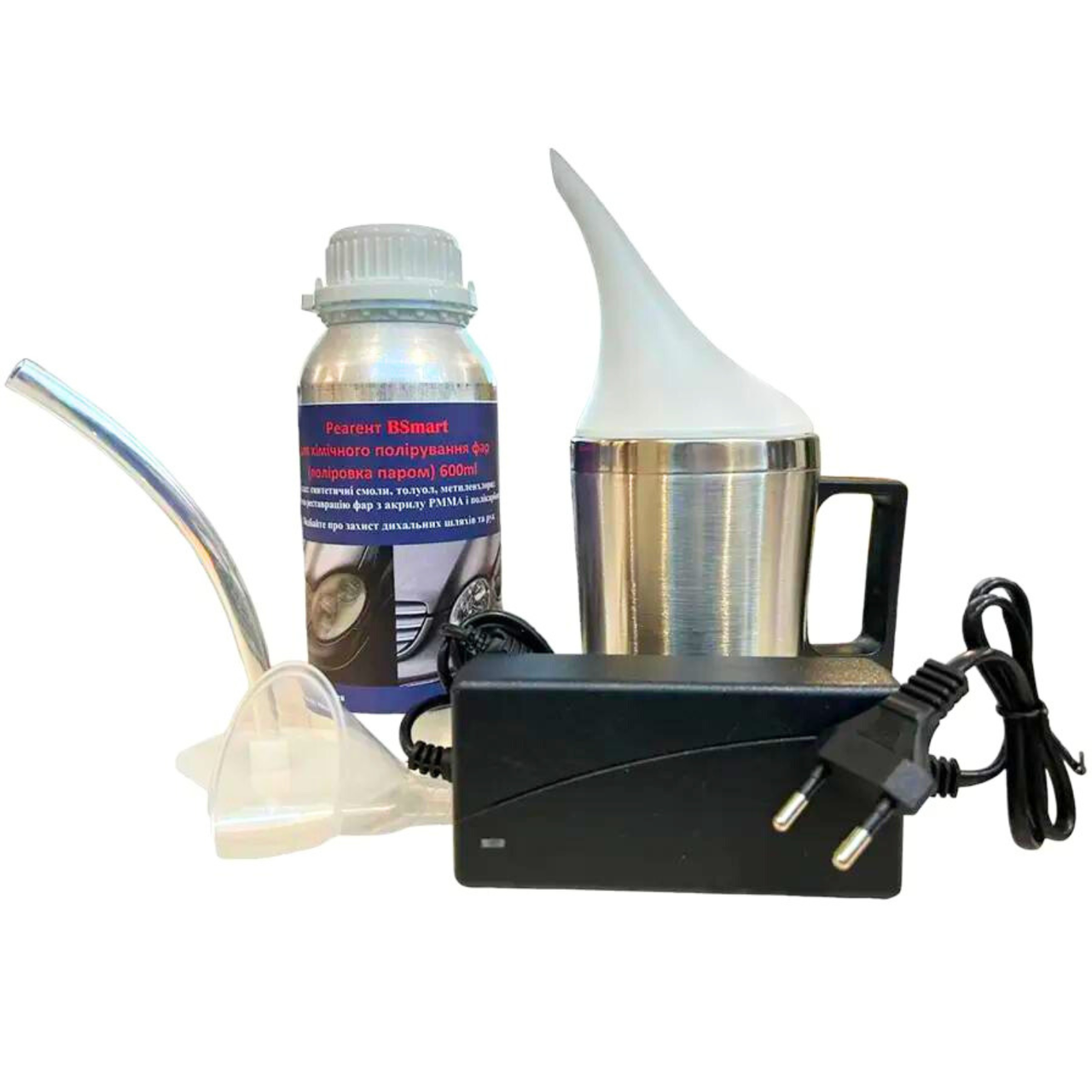 Набір для хімічного полірування автомобільних фар полірування парою чайник реагент 800мл., фото 1