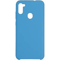 Чехол для Samsung A11 ( Original 99% Soft Matte Case ) голубой цвет с микрофиброй.