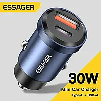 Автомобільний зарядний пристрій Essager ES-CC07 30W USB+Type-C ,потужність 3A