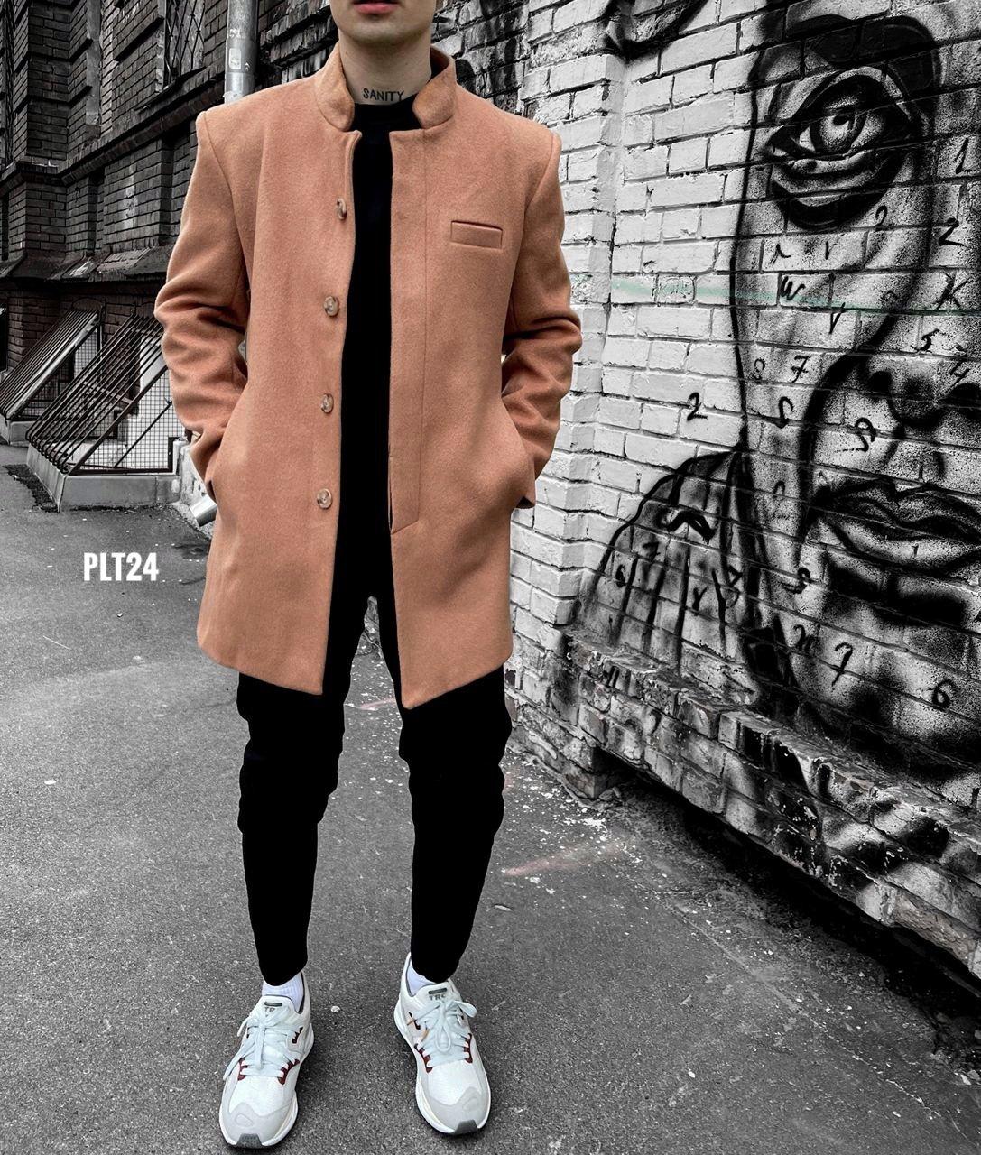 Пальто чоловіче бежеве класичне кашемір демісезонне Branded, фото 1